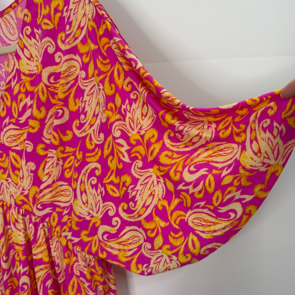 Dear Scarlett Pink Paisley Empire Waist Kimono Sleeve Tunic Top Womens Small NWT - Picture 7 of 8